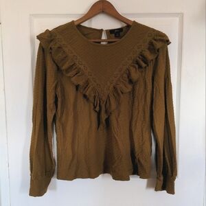J.Crew Long Sleeve Ruffle Blouse Small Cottagecore Whimsigoth Office Boho